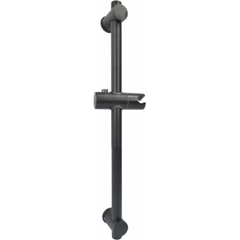 Schwarze Duschstange, Duschstange aus Edelstahl 304 mit höhen- und winkelverstellbaren Befestigungsklammern, gebürstet, Gesamthöhe 660 mm (1/5)