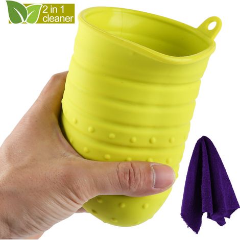 SWANEW pulitore di zampe La tazza della spazzola per animali domestici sporca e sporca fa uscire il fango dai cani in microfibra verde (1/5)