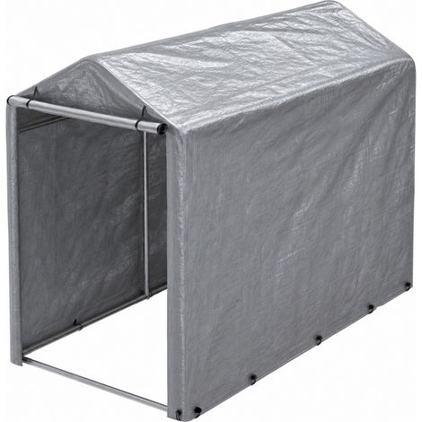 Cobertizo para bicicletas 100x187x160 cm de metal gris, ahorra espacio para jardín FloraGrace (1/5)