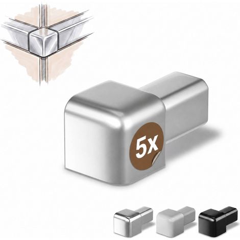Dalsys Endstück für Fliesenschiene Quadratprofil Aluminium (eloxiert), Fliesenprofil - Silber matt 8mm, 5 Stück