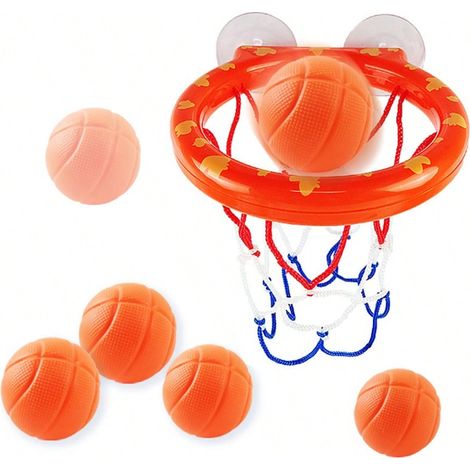 Ensemble de jouet de bain avec panier de basket pour baignoire, mini panier de basket, jeu suspendu, jeu amusant pour le bain (1/4)