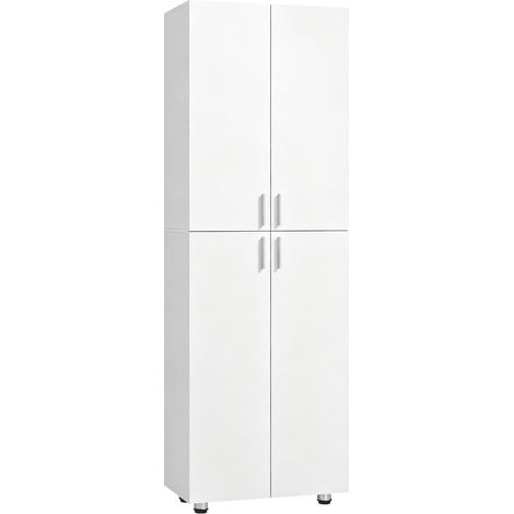Pour petit espace : optimisez votre quotidien avec cette armoire de rangement blanche, 4 portes à fermeture amortie (1/5)