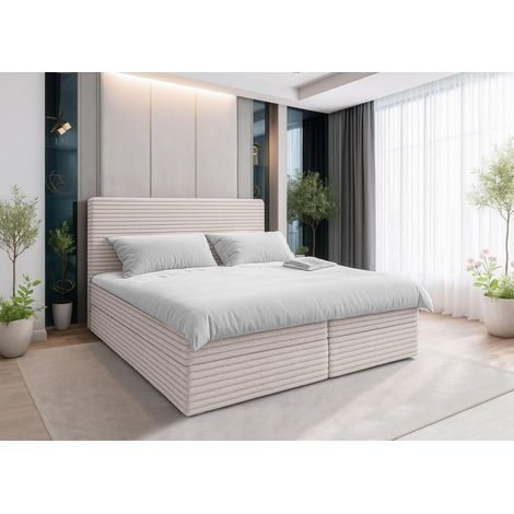 AX LIVING Beiges Bett Sevdayla Boxspringbett mit Bettkasten 180x200