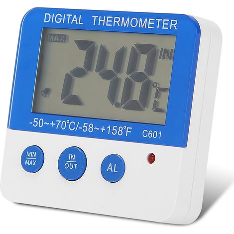 Thermomètre électronique ABS pour intérieur et extérieur avec grand écran LCD et alarme miniature, idéal pour l'élevage. (1/5)