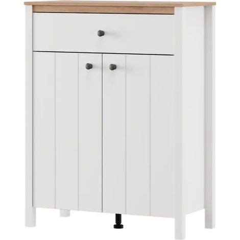 Mobile da Ingresso Russel, un Cassetto, 2 Ripiani, 2 Ante, 86x40x111h cm Bianco