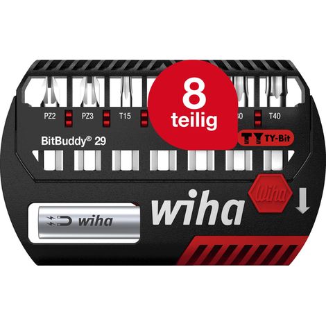 Wiha Bit Set BitBuddy 8-tlg. I TY-Bit 29 mm I Pozidriv, TORX 1/4" C6,3 I magnetischer Bithalter I Impact- und Schlagschraubergeeignet (42139) (1/5)