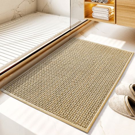 Tapis De Bain Antidérapant,Tapis Salle Bain Moelleux en Microfibre,Absorbant l'eau,Lavable en Machine,Extra Epais Tapis de Douche pour Salle de Bain - kaki 50x80 cm (1/5)