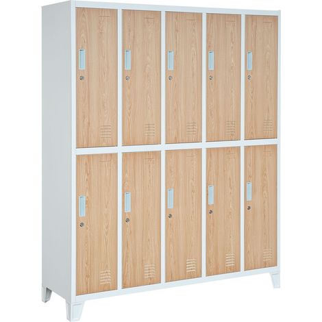 Armoire pour vêtements de travail, 10 portes BARTEK, 1360 x 1720 x 450 mm, Eco Design: blanc/ chêne de sonoma (1/3)