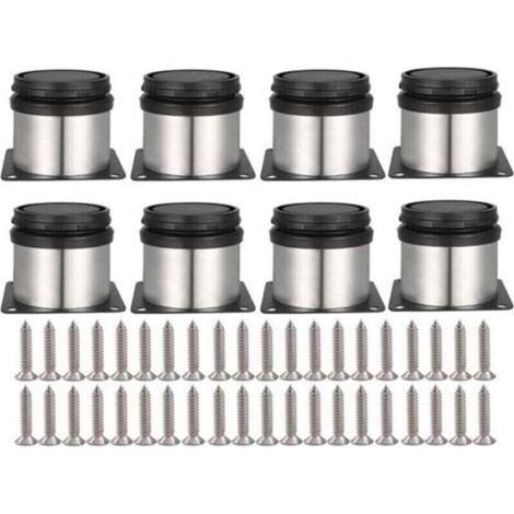 Verstellbare runde Möbelfüße aus Edelstahl – 8er-Set, höhenverstellbar (50 mm), für Tisch, Sofa, Regal oder Schrank