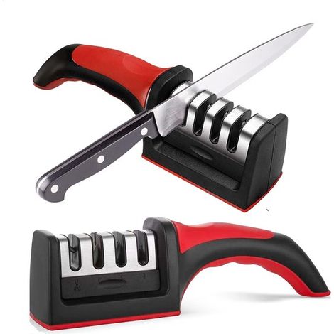 Afilador de cuchillos, afilador rápido profesional 4 en 1 de acero inoxidable para cuchillos de cocina. (1/5)