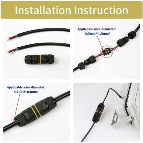 Connecteur Étanche Boîte/ 3 pcs IP68 Connecteur de câble étanche/Connecteur de gaine externe /de câble max Ø10 mm/ Aux Intempéries Câble de Raccordement Extérieur Douille (3 Pôles) (1/3)