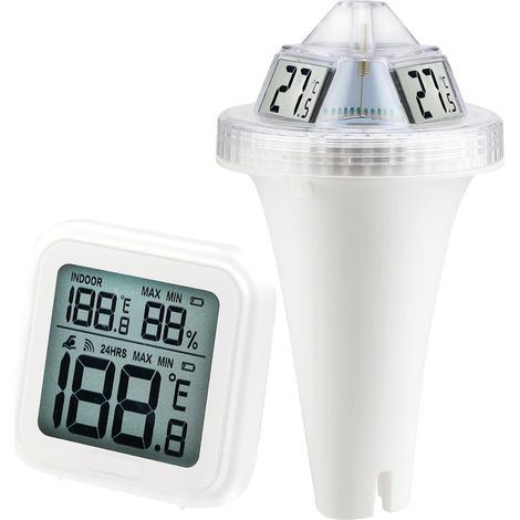 Thermomètre à Eau Thermomètre De Piscine Sans Fil, Flottant, Facile À Lire, For Piscine, Étang(B0565T white) (1/4)