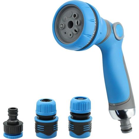WURKO pistola riego 8 posiciones 4 accesorios , Pistola de Riego 8 funciones con accesorios Wurko.
- Completo kit de riego compuesto por una pistola multichorro con 8 posiciones y (1/4)