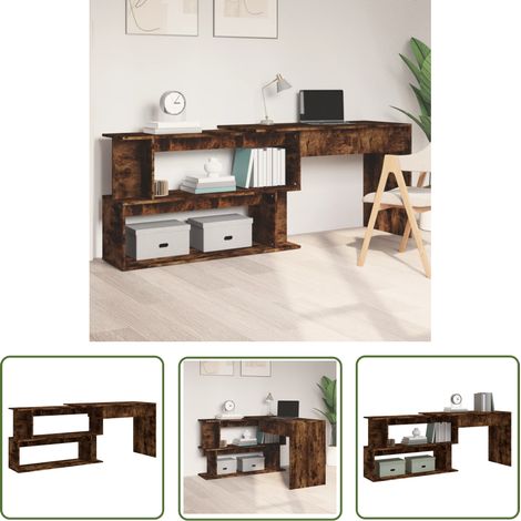 The Living Store Eckschreibtisch Räuchereiche 200x50x76 cm Holzwerkstoff - Schreibtisch - Eckschreibtisch - Home Office - Arbeitsplatz - Holzwerkstoff (1/5)