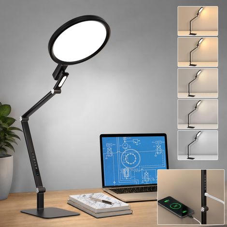 LED lampe de table noir Touch Dimmbar 15W LED lampe de nuit avec USB C charge 2700K–6000K Ra97 lampe de bureau Lumière nocturne pour chambre Bureau Salon (1/5)