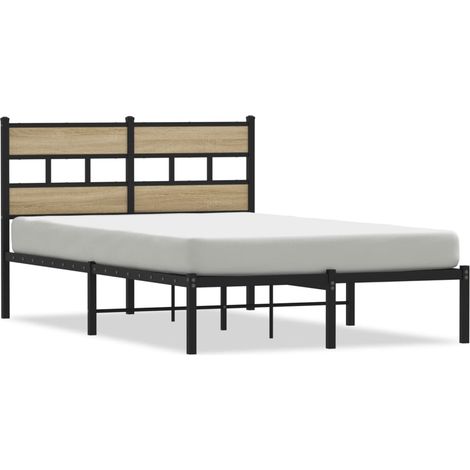Lit double Lit adulte Cadre de lit en métal sans matelas chêne sonoma 120x190 cm (1/5)