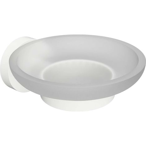 Sapho X-Round - Portasapone con supporto, vetro satinato/bianco XR803W (1/2)