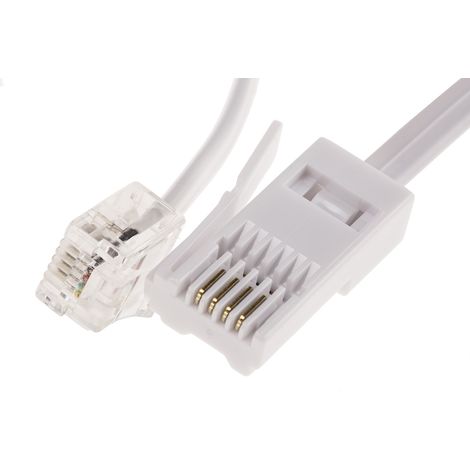 Rallonge téléphonique, RJ11 mâle / BT mâle, Blanc, 3m