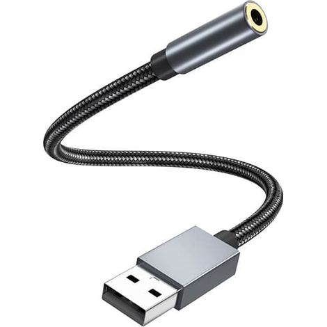 Câble adaptateur audio, USB vers 3,5 mm Gris (1/5)