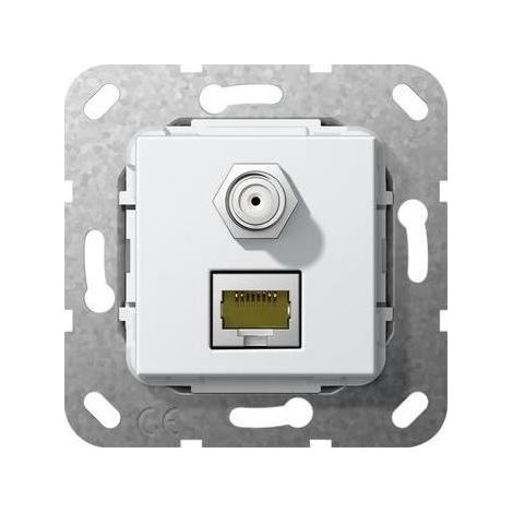 Gira MJ RJ45 Cat.6A 10 Gbit SAT-F-Buchse Kpl. Einsatz Reinweiß 569703 (1/5)