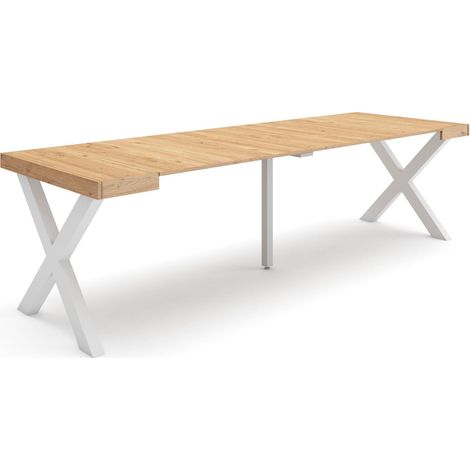Skraut Home - Ausziehbarertisch, Multifunktionaler ausziehbarer, 260, Für 12 Gäste, Massivholz Beine, Moderner Stil, Eiche (1/5)
