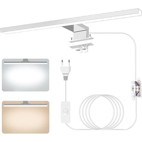 Modern LED Bathroom Mirror Lamp, 4000 K 6000 K Two-Tone Temperature, 40 cm 12 W Aluminium Bathroom Wall Light with Switch Wiring, Make-up Light (1/5)