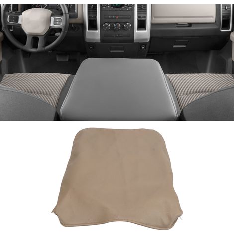 Housse en cuir beige pour console centrale de Dodge RAM 1500, 2500 et 3500 (2002-2008). (1/5)