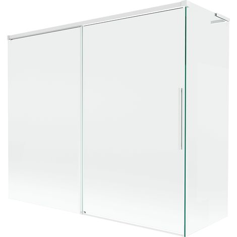 Mexen Rox L paratia per vasca da bagno a 2 ante scorrevoli 180 + 80 x 150 cm, trasparente, bianco - 8C9L-180-080-20-00