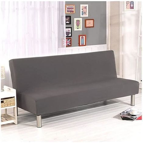 Housse De Clic-clac - Polyester 92% Élasthanne 8% - Extensible 360° - Pour Canapé-lit Sans Accoudoir - Gris - 1 Pièce (1/4)