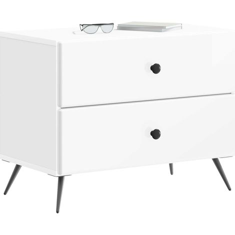 Maison Exclusive - Armadio da Notte con cassetto Bianco Lucido 62 x 34,5 x 47,5 cm