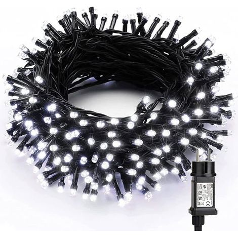Weihnachtslichterkette für drinnen und draußen, 20 m, 200 LEDs, kaltweiß, 8 Modi, wasserdicht (1/5)
