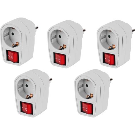 5× KesTek Schutzkontakt‑Zwischenstecker mit beleuchtetem Schalter, allpolig 16 A (1/3)