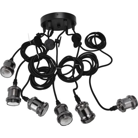 Portalampada a ragno da soffitto fai-da-te con 6 bracci regolabili, stile retrò, classico ed elegante, con 6 teste, ideale per appendere lampade a sospensione o come lampadario decorativo vintage. (1/5)