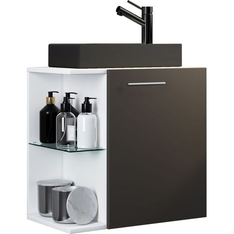 Lavabo in 2 pezzi Hausa stretto Nero 63x52x34 - VCM