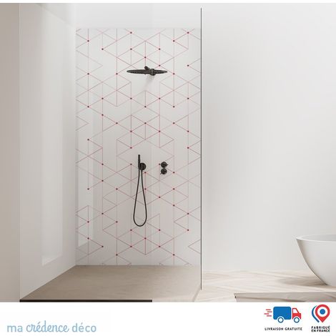 Panneau de douche : Formes triangles géométriques - Couleur Rosé - Alu composite - 90 - 245 (1/2)