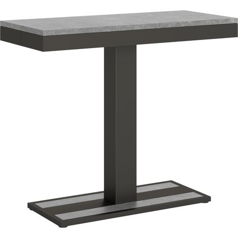 Console extensible gris ciment et pieds métal anthracite 14 personnes 40 à 300cm Kalys (1/5)