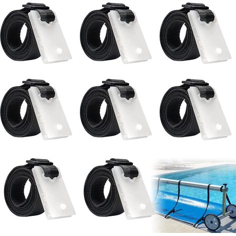 Lot de 8 bandes de fixation pour film de piscine, accessoires de film solaire pour système d'enroulement mobile, pour bâches de piscine, couvertures (1/5)
