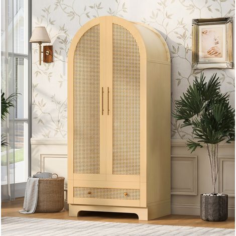 Armoire rangement 70x55x170 cm double porte bois HAVRYA (1/5)