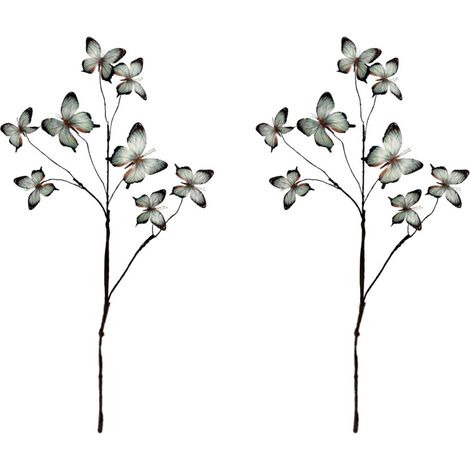 Bouquet floreali a forma di farfalla artificiale, 2 pezzi, con 8 fiori, - blu
