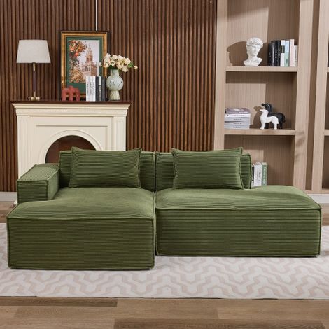 235 cm breites Economy-Textil-Sofa mit zwei Kissen + Federtasche - modernes, einfaches und komfortables Sofa, ideal für kleine Wohnzimmer, Wohnungen und Büros