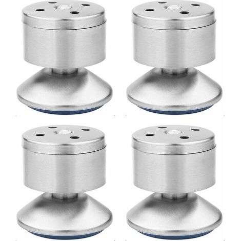 Pieds Nivellement Réglables Acier Inoxydable Pieds Canapé Réglables Multifonction Métal Tapis en Caoutchouc, Facile à Installer, Convient Tables, Armoires, Canapés, Lits Etc—4 Pièces (Argent) (1/4)