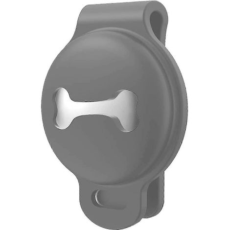 Étui de protection en silicone pour collier AirTag de chien ou chat : anti-rayures, léger et sécurisé (gris). (1/5)