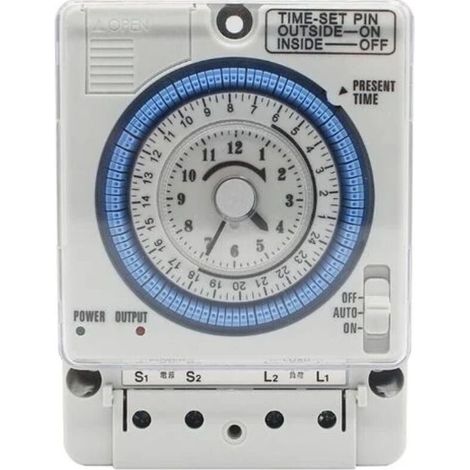 Horloge analogique quotidienne avec minuterie mécanique – Programmation 15min à 24h – Alimentation 100-240V AC – Charge 16A (1/4)