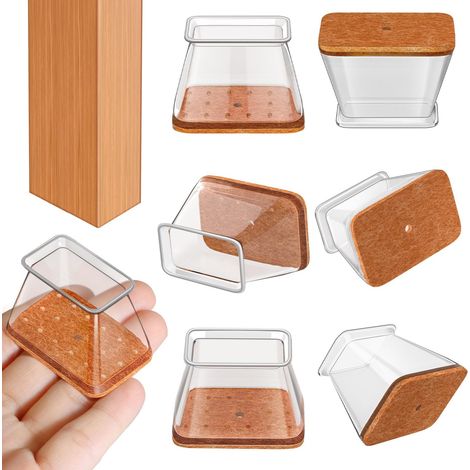 20-piece Chair Leg Protectors, Rectangular Chair Leg Protectors, Transparent Silicone Floor Protectors (length 50-64 mm, width 25-38 mm), to protect the floor and reduce scratches (1/5)