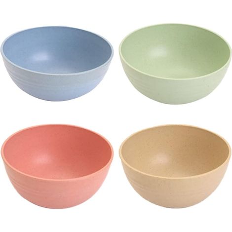 Lot de 4 bols céréales incassables 12 x 6 cm, micro-ondes/lave-vaisselle, légers (1/4)
