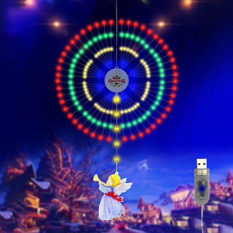 Guirlande lumineuse de Noël en forme de feu d'artifice, suspension décorative étanche IP65, lumières colorées, 8 modes d'éclairage (1/3)