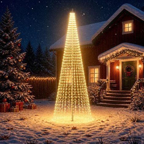 Guirlande lumineuse de Sapin de Noël avec piquet et mât 400 cm, Décoration de Noël (1/5)
