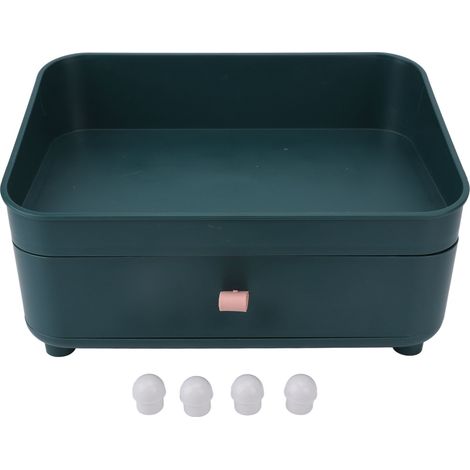 Grand boîte de rangement cosmétique vert, capacité élevée, tiroir à maquillage à bords lisses pour chambre et bureau (1/5)