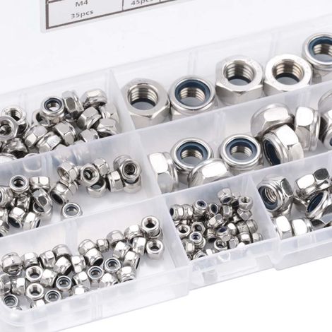 Boîte de 170 écrous hexagonaux autobloquants en acier inoxydable (1/5)