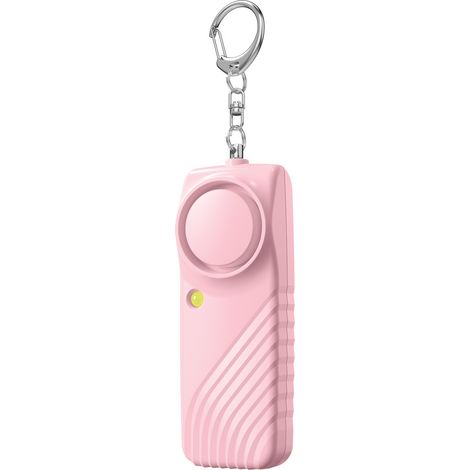 Alarme de sécurité personnelle avec pile - Porte-clés d'alarme d'urgence 130 dB avec lumière LED rose (1/3)